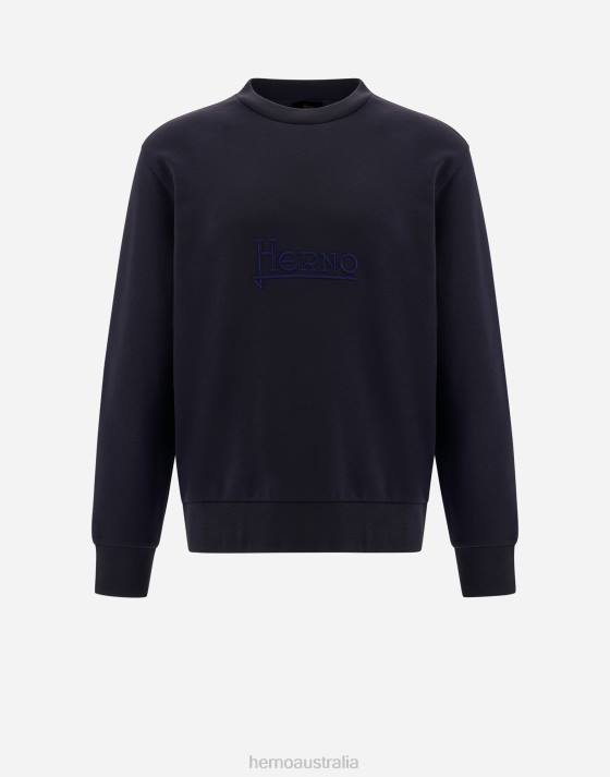 SWEATSHIRT IN COTTON SWEATER Herno Men Navy Blue 2L0H799 Clothing