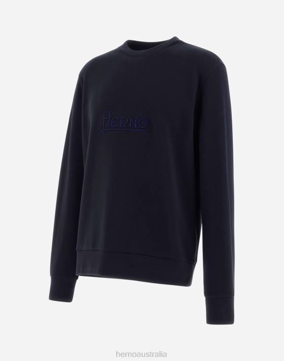 SWEATSHIRT IN COTTON SWEATER Herno Men Navy Blue 2L0H799 Clothing