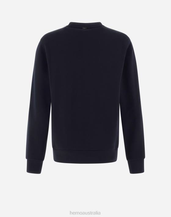 SWEATSHIRT IN COTTON SWEATER Herno Men Navy Blue 2L0H799 Clothing