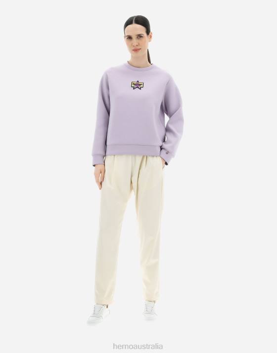 SWEATSHIRT IN SCUBA STAR SWEATER Herno Women Lilac 2L0H14 Clothing