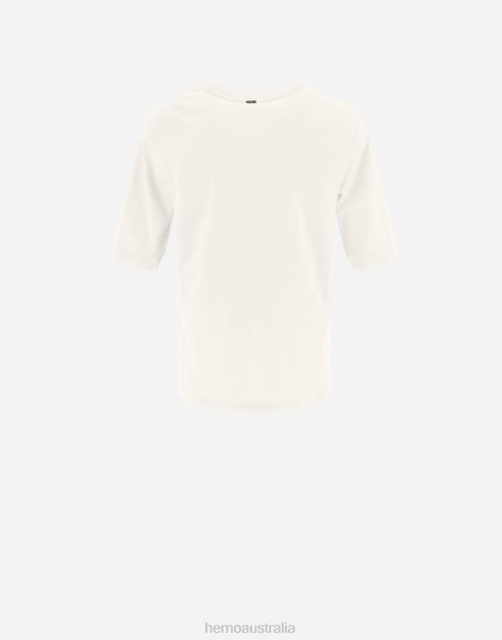 T-SHIRT IN COTTON JERSEY Herno Women Natural 2L0H392 Clothing