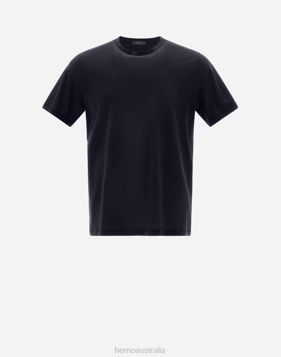 T-SHIRT IN CREPE JERSEY Herno Men Navy Blue 2L0H768 Clothing