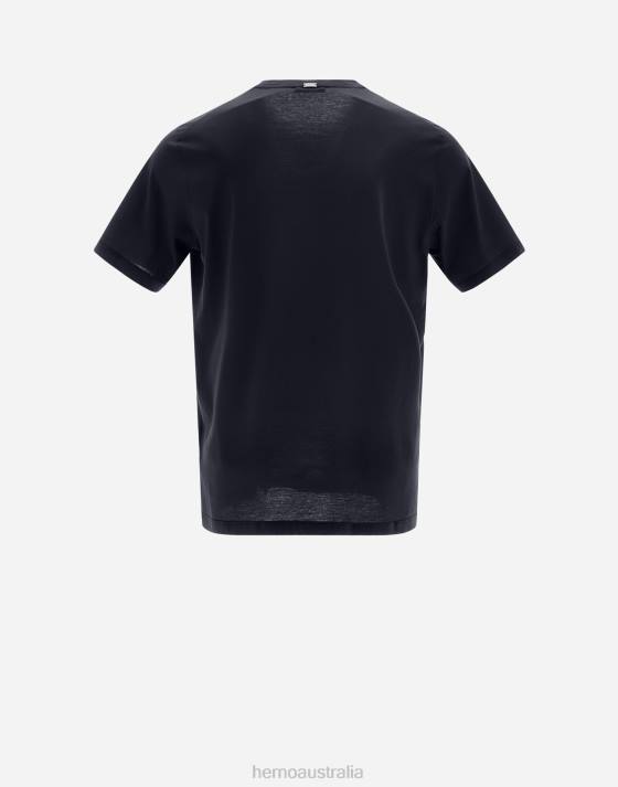 T-SHIRT IN CREPE JERSEY Herno Men Navy Blue 2L0H768 Clothing