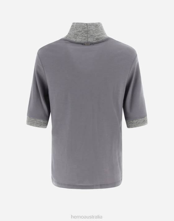 T-SHIRT IN WOOL JERSEY Herno Women Dove Grey 2L0H102 Clothing