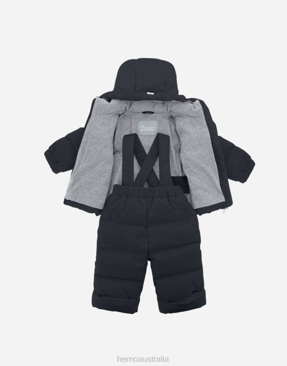 TAFFETA BOMBER JACKET AND DUNGAREES Herno Kids Navy Blue 2L0H844 Clothing