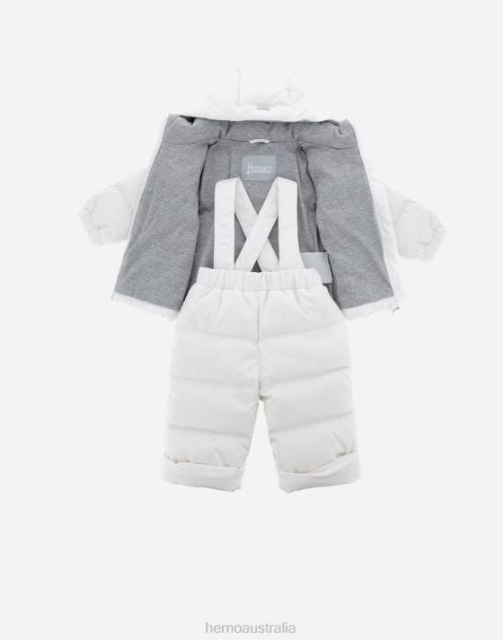 TAFFETA BOMBER JACKET AND DUNGAREES Herno Kids White 2L0H834 Clothing