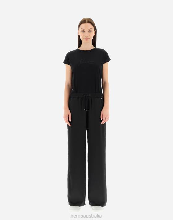 TROUSERS IN CASUAL SATIN Herno Women Black 2L0H454 Clothing