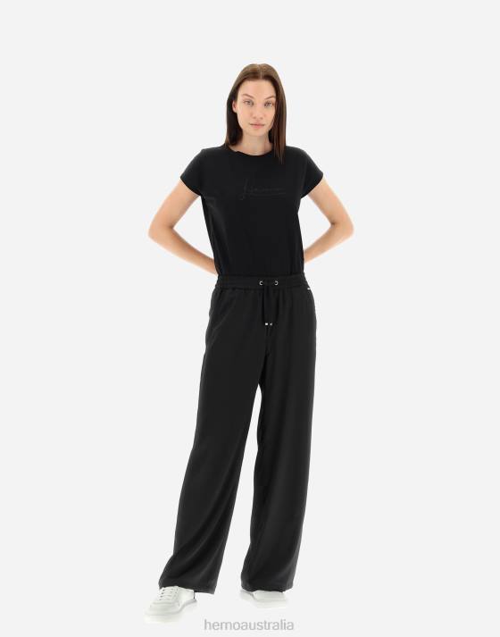 TROUSERS IN CASUAL SATIN Herno Women Black 2L0H454 Clothing