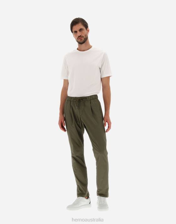 TROUSERS IN LIGHT COTTON STRETCH Herno Men Light Military 2L0H809 Clothing