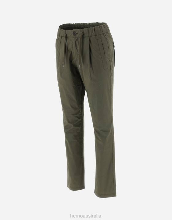 TROUSERS IN LIGHT COTTON STRETCH Herno Men Light Military 2L0H809 Clothing