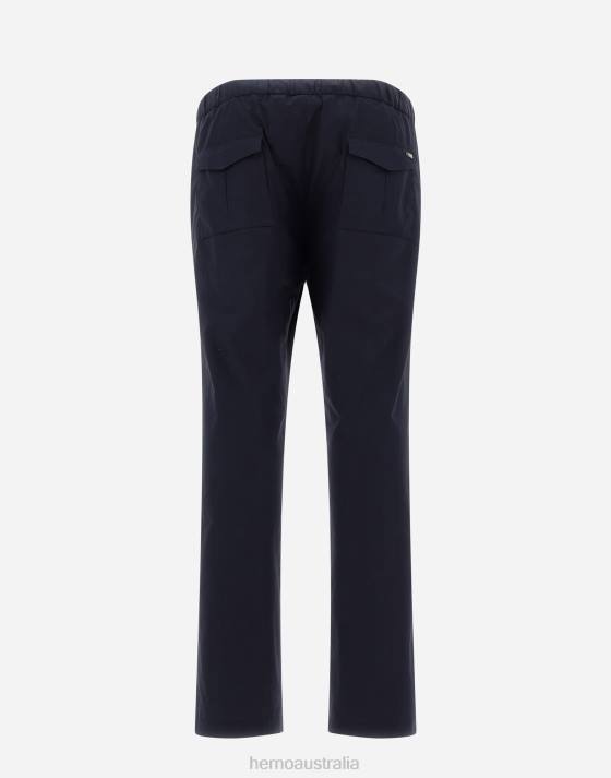 TROUSERS IN LIGHT COTTON STRETCH Herno Men Navy Blue 2L0H818 Clothing