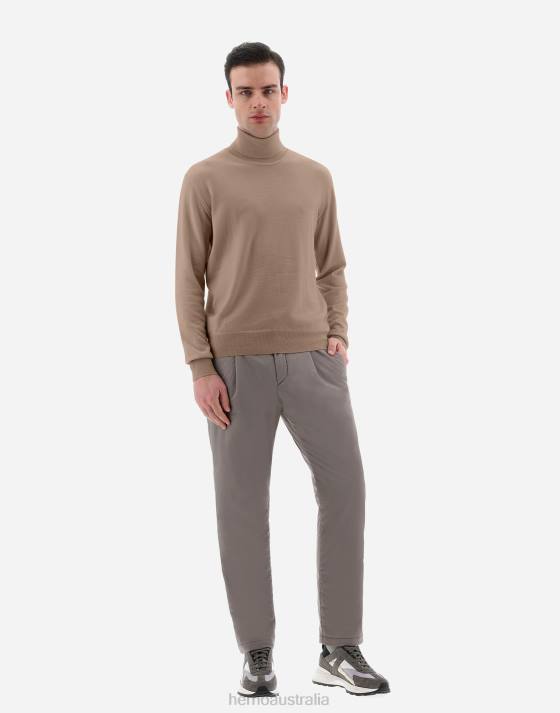 TURTLENECK SWEATER IN ENDLESS WOOL Herno Men Hazelnut 2L0H683 Clothing