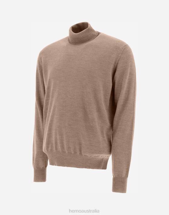 TURTLENECK SWEATER IN ENDLESS WOOL Herno Men Hazelnut 2L0H683 Clothing