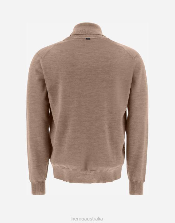 TURTLENECK SWEATER IN ENDLESS WOOL Herno Men Hazelnut 2L0H683 Clothing