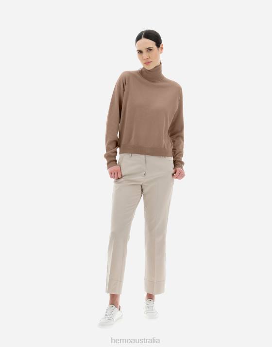 TURTLENECK SWEATER IN ENDLESS WOOL Herno Women Hazelnut 2L0H45 Clothing