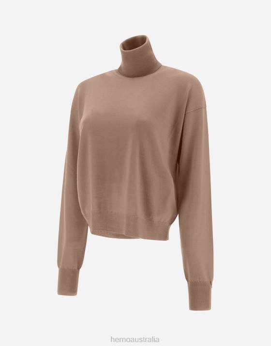 TURTLENECK SWEATER IN ENDLESS WOOL Herno Women Hazelnut 2L0H45 Clothing