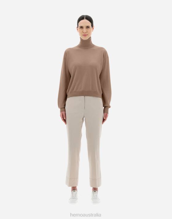 TURTLENECK SWEATER IN ENDLESS WOOL Herno Women Hazelnut 2L0H45 Clothing