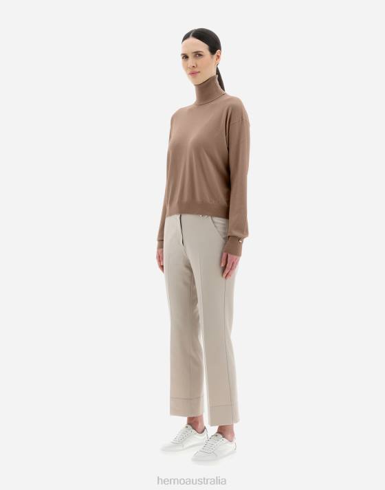 TURTLENECK SWEATER IN ENDLESS WOOL Herno Women Hazelnut 2L0H45 Clothing