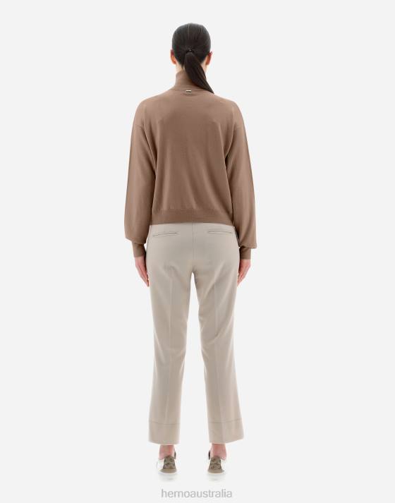 TURTLENECK SWEATER IN ENDLESS WOOL Herno Women Hazelnut 2L0H45 Clothing