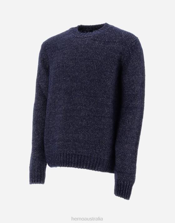 WARM PUFF KNIT SWEATER Herno Men Navy Blue 2L0H561 Clothing