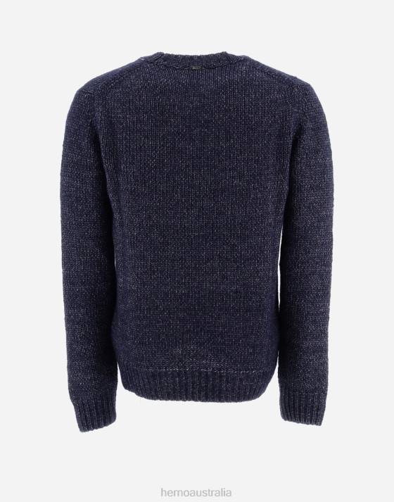 WARM PUFF KNIT SWEATER Herno Men Navy Blue 2L0H561 Clothing