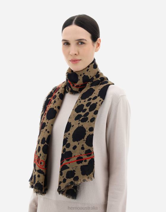 WOOL AND SILK SCARF Herno Women Black/Dove Grey 2L0H396 Accessories