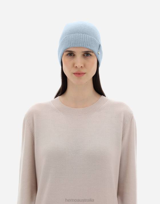 WOOL BEANIE Herno Women Light Blue 2L0H303 Accessories