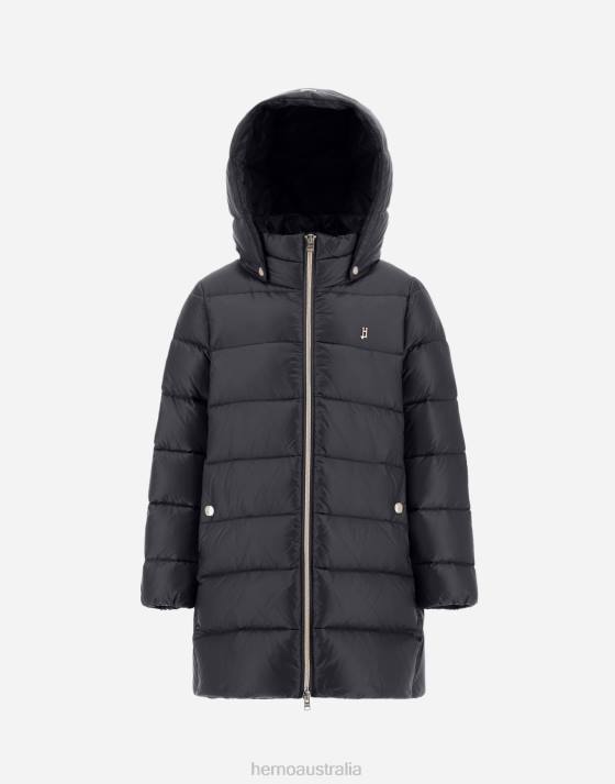 COAT IN NYLON ULTRALIGHT Herno Kids Black 2L0H843 Outerwear