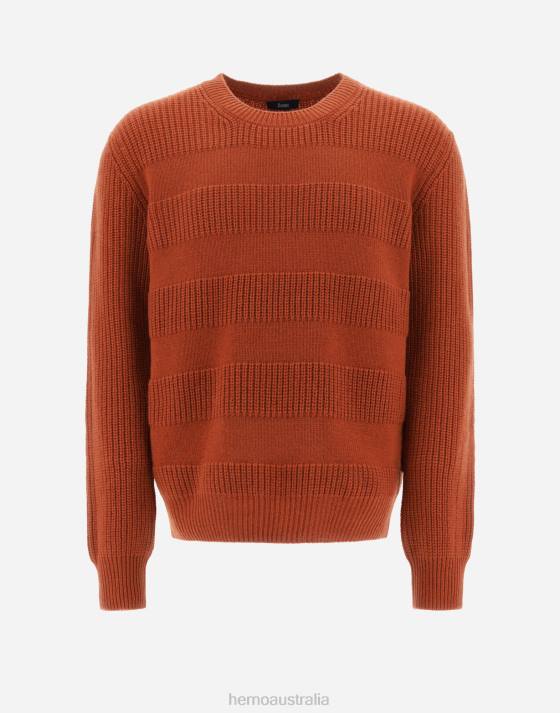 ETERNITY CASHMERE STRIPE SWEATER Herno Men Paprika 2L0H722 Clothing