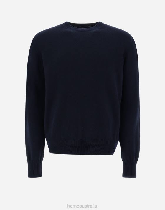 SWEATER IN ETERNITY CASHMERE Herno Men Navy Blue 2L0H801 Clothing