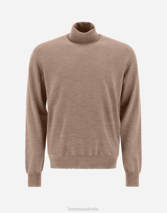 TURTLENECK SWEATER IN ENDLESS WOOL Herno Men Hazelnut 2L0H683 Clothing