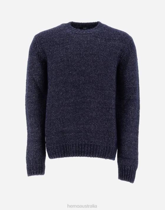 WARM PUFF KNIT SWEATER Herno Men Navy Blue 2L0H561 Clothing