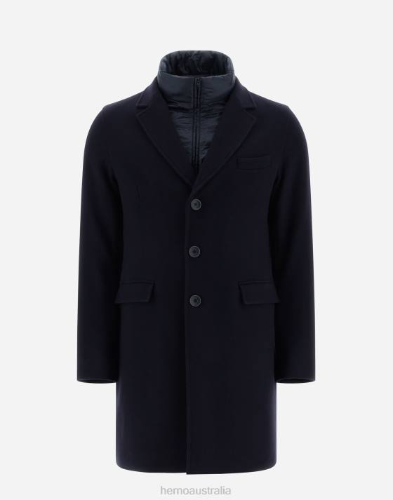 DIAGONAL WOOL COAT Herno Men Blue Dark 2L0H582 Outerwear