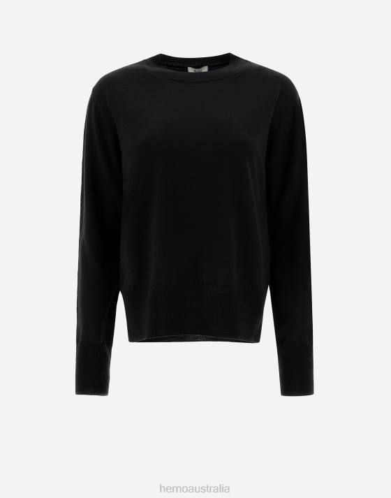 SWEATER IN ENDLESS WOOL Herno Women Black 2L0H312 Clothing